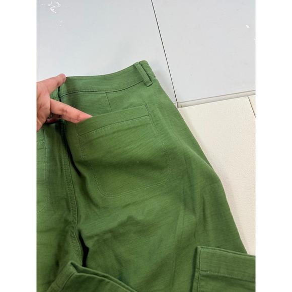 J.Crew Re-Imagined Green Wide Leg Crop Pants Womens Size 2 Cotton - Picture 4 of 10